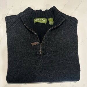 Orvis 1/4 quarter Zip Wool Blend Gray Sweater Size XXL (Fits like L-XL)